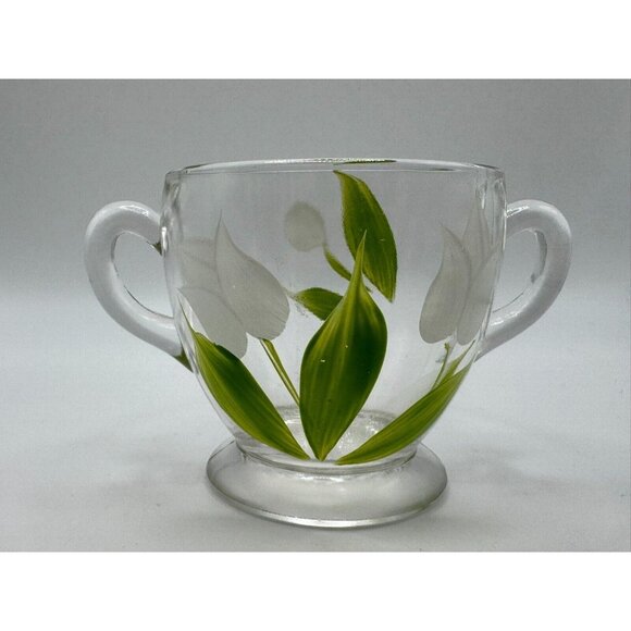 Vintage Bartlett Collins Sugar Bowl White Tulips Flowers Gay Fad 50s Vintage - Picture 1 of 5